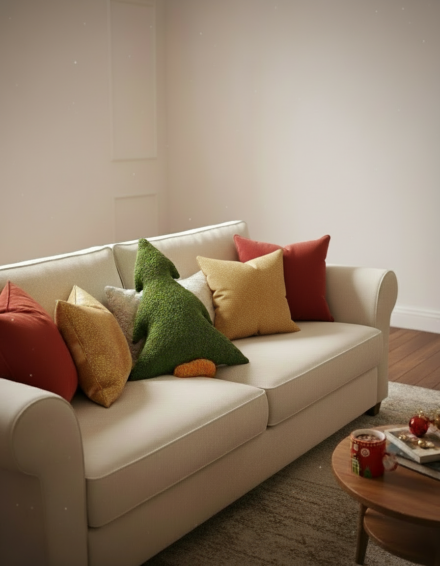 Handmade Cozy Christmas Tree Cushion