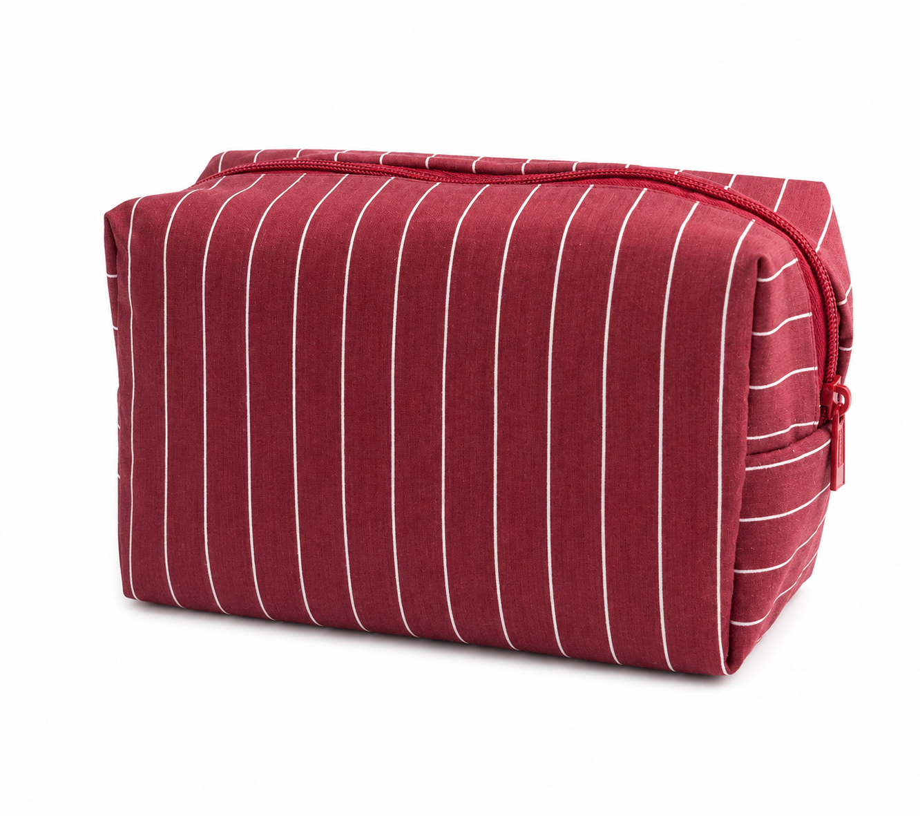 Burgundy Pinstripe Makeup Pouch