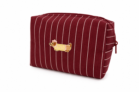 Pinstripe Pup Cosmetic Pouch