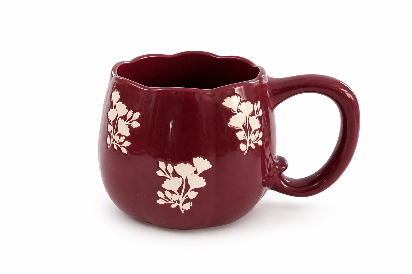 Pumpkin Vintage Burgundy Floral Mug| Fall