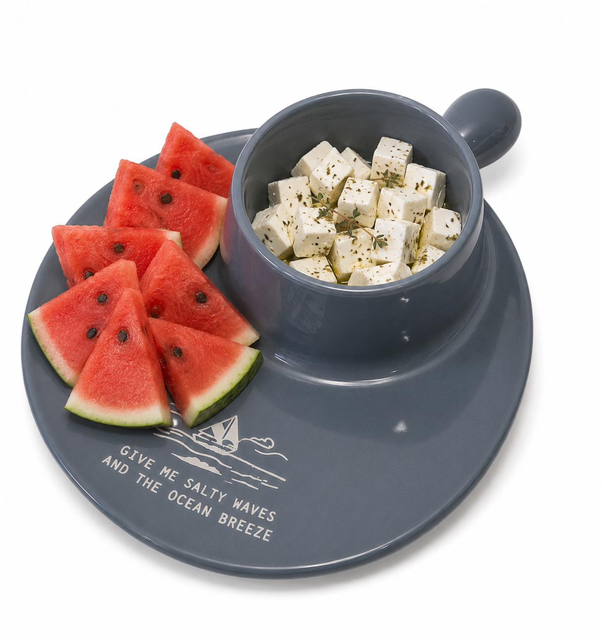 Summer Breeze Coastal Serving Plate with Built-In Dip Bowl| Offer ends this week