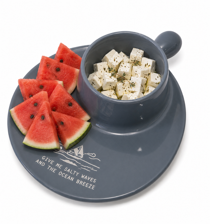 Summer Breeze Coastal Serving Plate with Built-In Dip Bowl| Offer ends this week