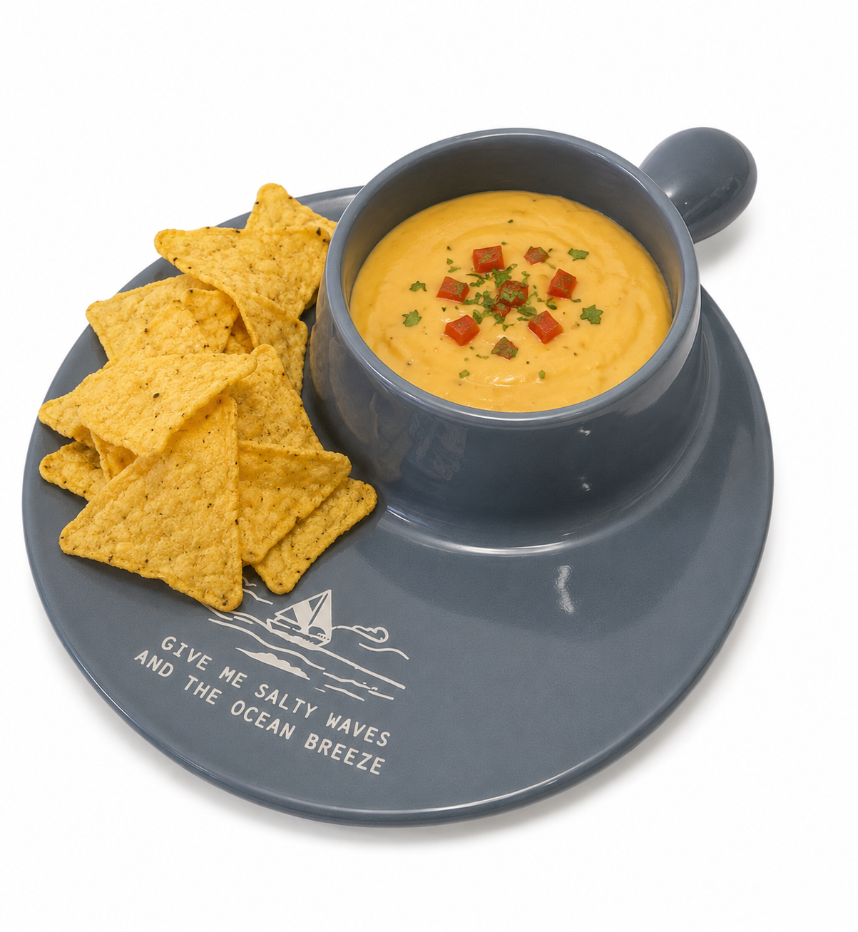 Summer Breeze Coastal Serving Plate with Built-In Dip Bowl| Offer ends this week