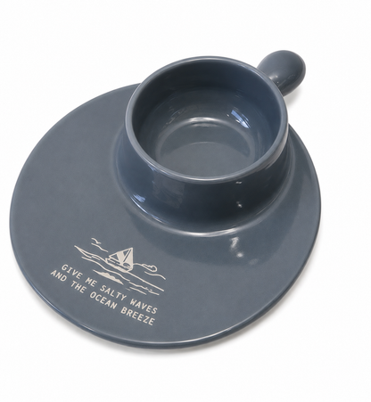 Summer Breeze Coastal Serving Plate with Built-In Dip Bowl| Offer ends this week